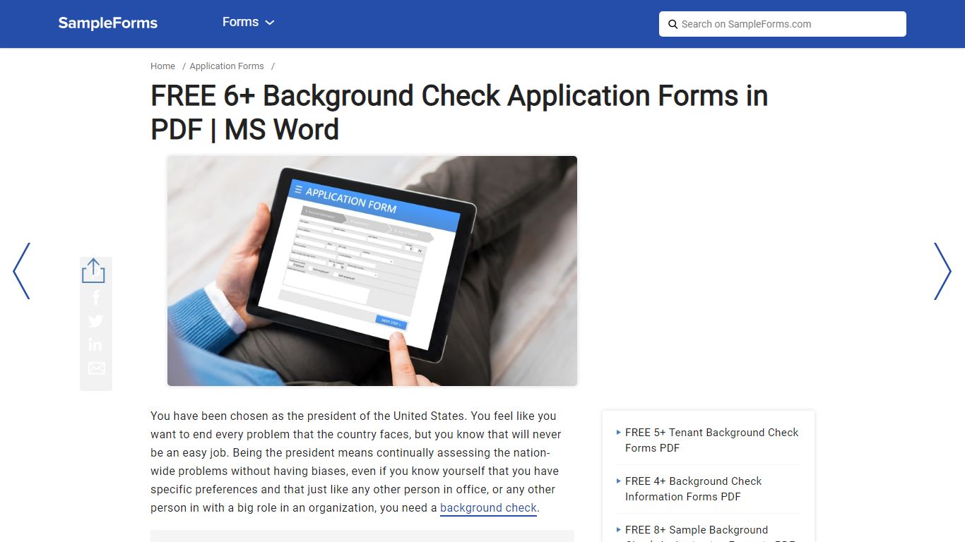 FREE 6+ Background Check Application Forms in PDF | MS Word - sampleforms