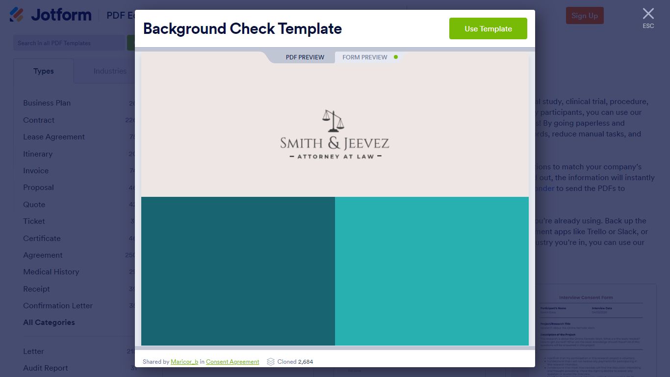 Background Check Template - PDF Templates | Jotform